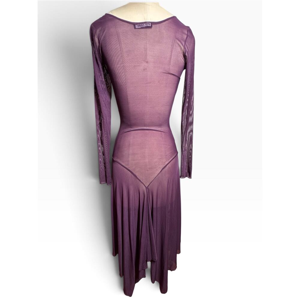 Betsey Johnson Stretch Mesh Embroidered Y2K Maxi Dress Boho Goth Whimsy Witchy - Picture 3 of 8